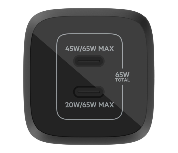 BELKIN Ładowarka podwójna ścienna 65W USB-C GAN z PPS czarna WCH013vfBK - 1121655 - zdjęcie 2